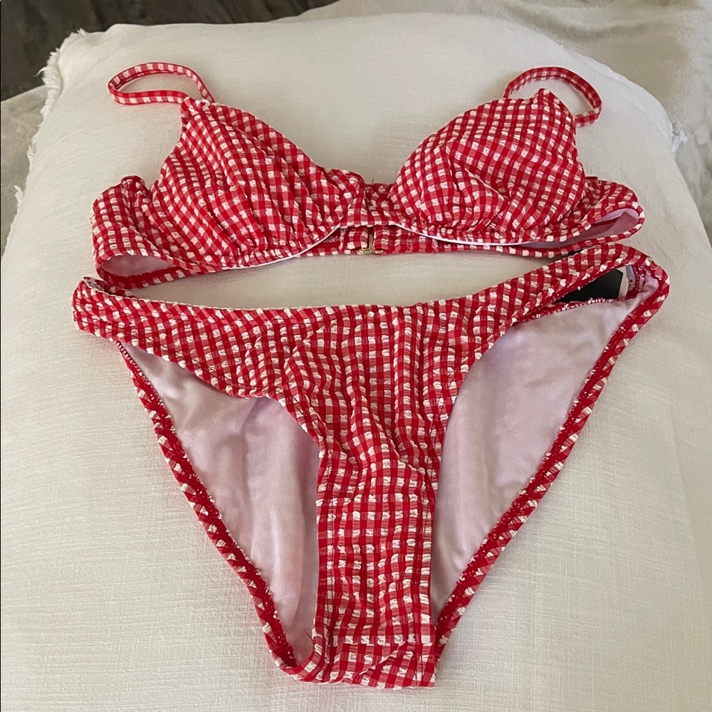 Wild Fable Red Checkered Bikini Top